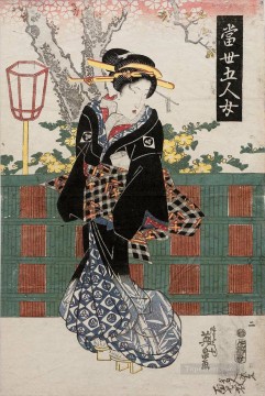 日本 Painting - シリーズ第 2 作「五人の女」の現代版 清五人女 1835 年 渓斎英泉